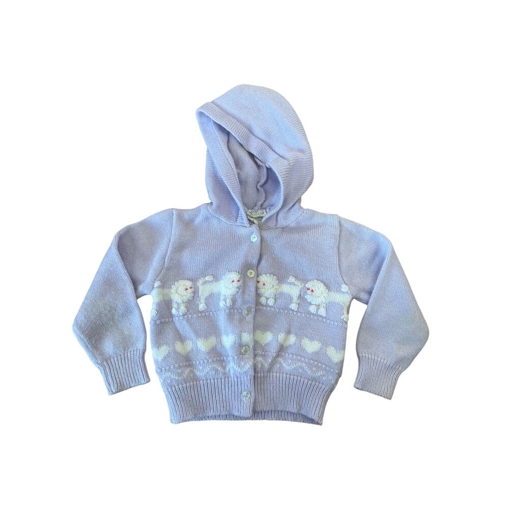Vintage Quiltex acrylic lilacs purple hooded full zip sweatshirt animal print